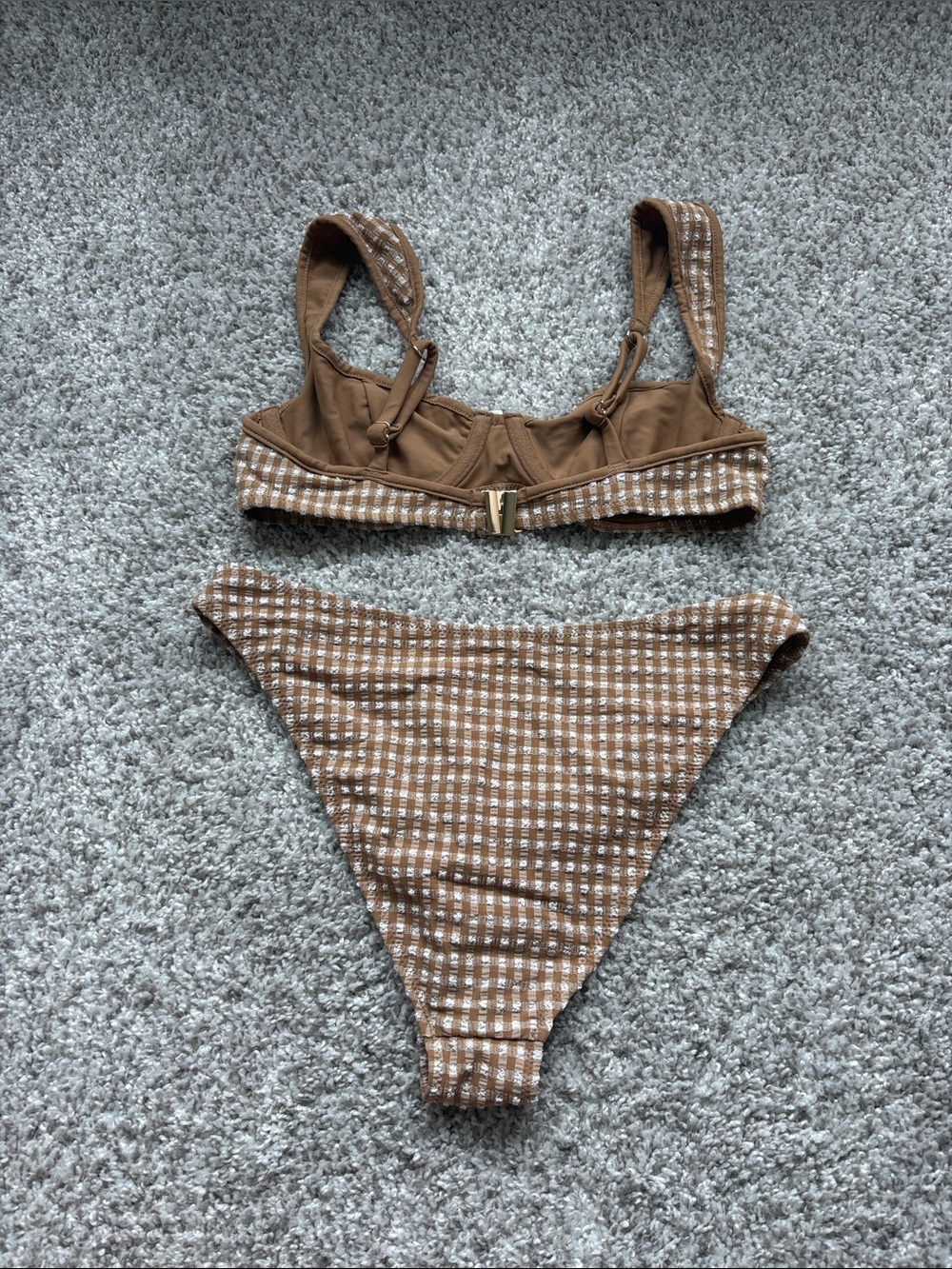 Mal Swim Brown Gingham Underwire Bikini Set - Women Swim - Picture 4 of 4